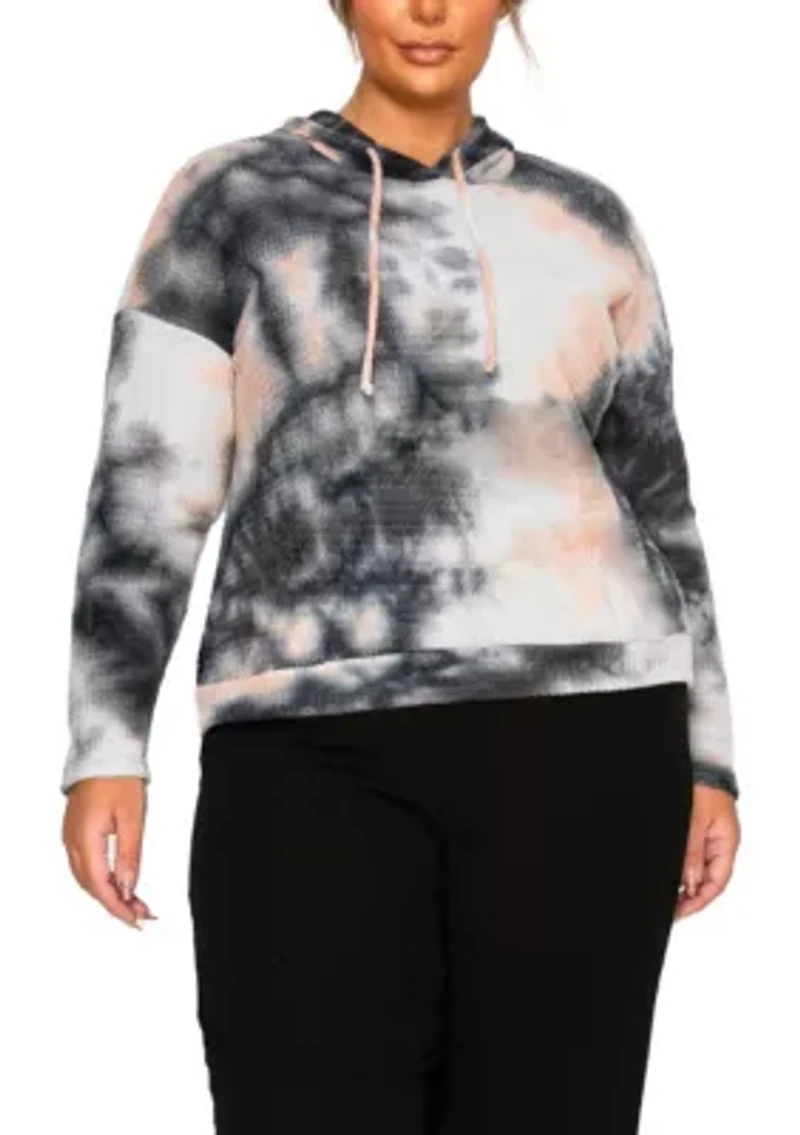 Brushed Tie Dye Waffle Hoodie Long Sleeve