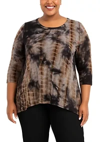 Tie Dye Cozy Button Back 3Q Sleeve