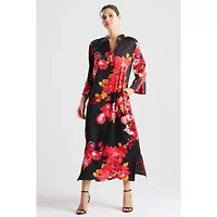 Empress - Printed Satin Mandarin Collar Caftan