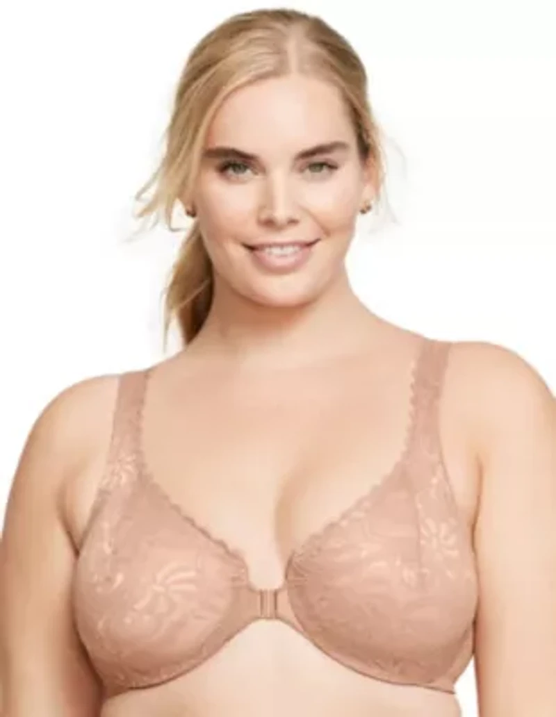 Full Figure Plus WonderWire Front-Closure Stretch Lace Bra Underwire #9245