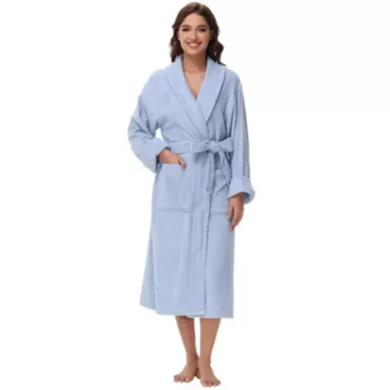 Women's cotton terry bathrobe with Belt and cuff trim