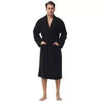 Men's cotton terry bathrobe with Belt and cuff trim