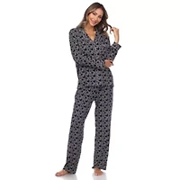 Women's Long Sleeve Heart Print Pajama Set