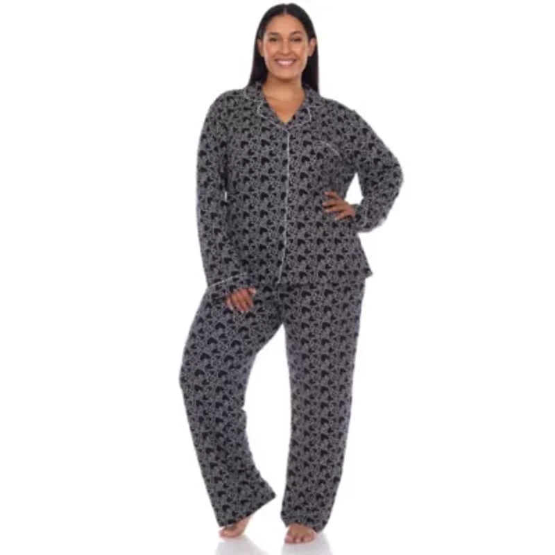 Plus Long Sleeve Heart Print Pajama Set