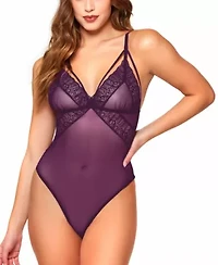 Angel Sheer Fine Mesh and Floral Lace Trimmed Bodysuit