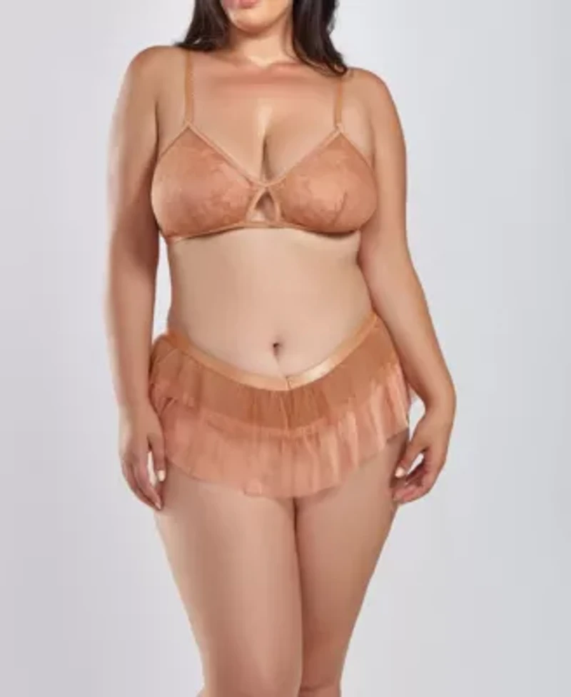 Beatrice Plus 2PC Lace & Pleat Mesh Bra Set