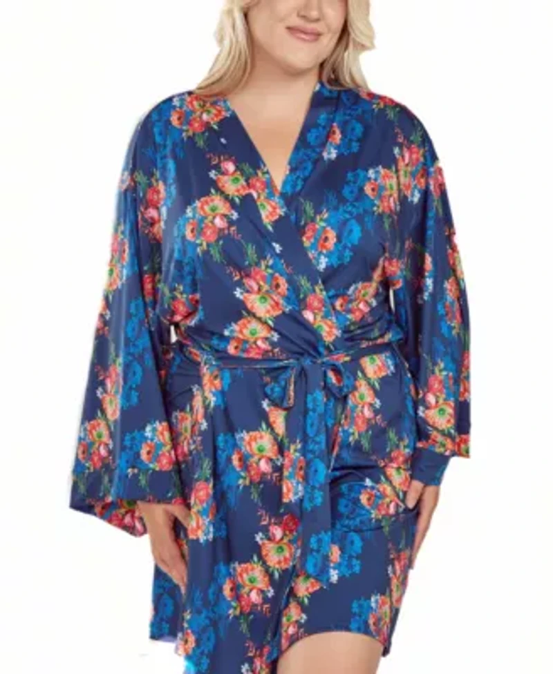 iCollection Plus Woman's 1PC Floral Microfiber Robe