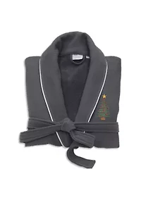 Unisex Waffle Terry Bathrobe Embroidered with Christmas Tree Design