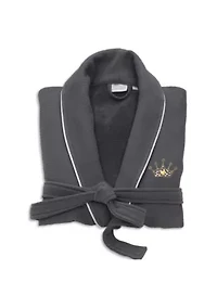 Waffle Terry Bathrobe Embroidered with Cheetah Crown Design