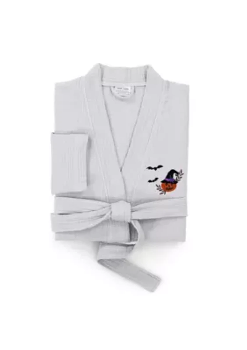 Unisex Smynra Bathrobe Embroidered with Pumpkin Head Design