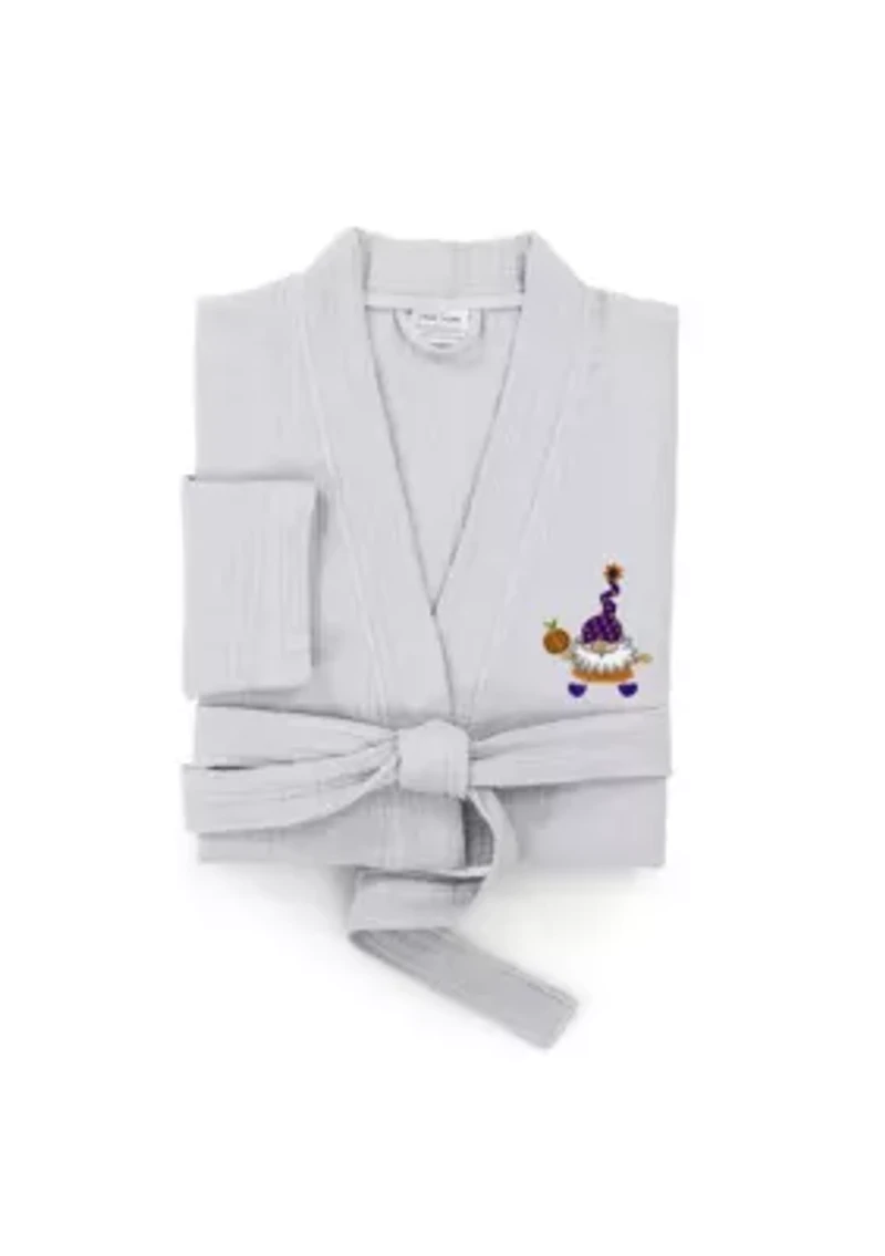 Unisex Smynra Bathrobe Embroidered with Halloween Gnomes Design