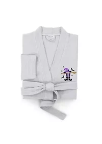 Unisex Smynra Bathrobe Embroidered with Hat-Broom-Legs Design