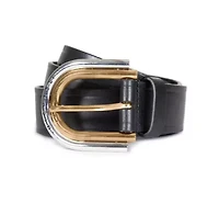 35MM Double Buckle Leather Belt