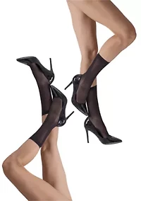 Set of Two Lustrous Silky Shiny Sheer Dress Stockings Socks
