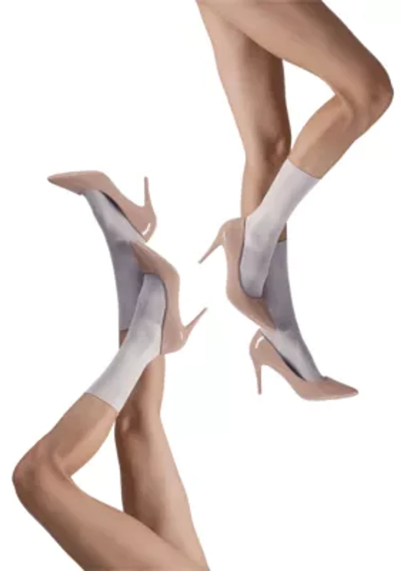 Set of Two Lustrous Silky Shiny Sheer Dress Stockings Socks