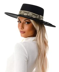 Wool Blend Felt Hat with Paisley Print Band