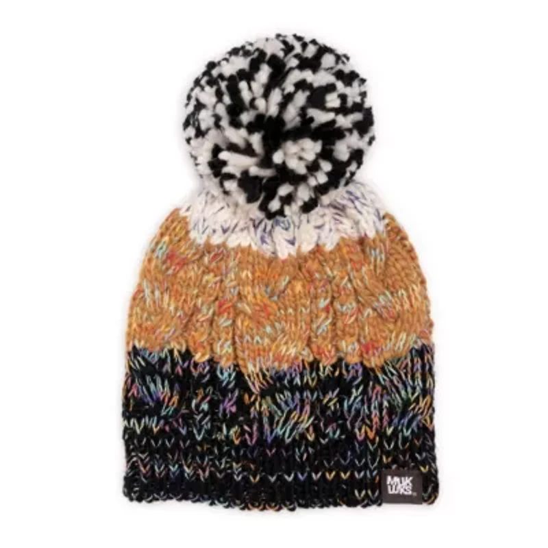 Womens Colorblock Stripe Cable Beanie