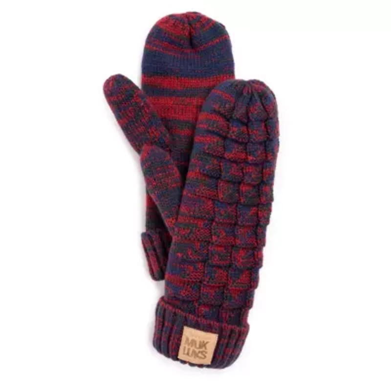 Womens Patch Pom Mittens