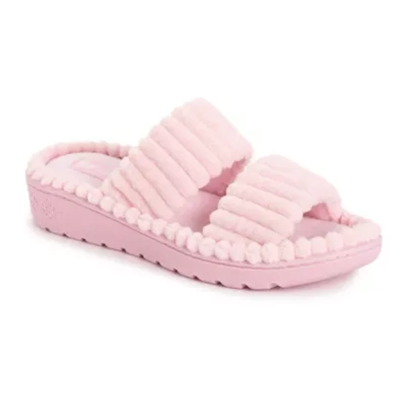 Women's Double Strap Slide-Cloud Ribbed Terry Slipper