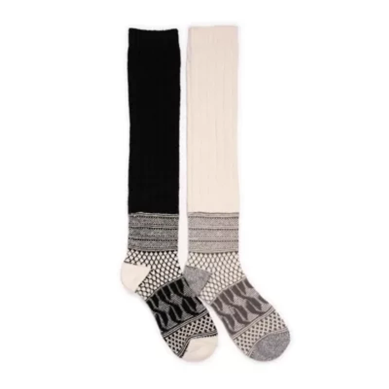 Patchwork Texture Over-The-Knee Socks 2 Pack