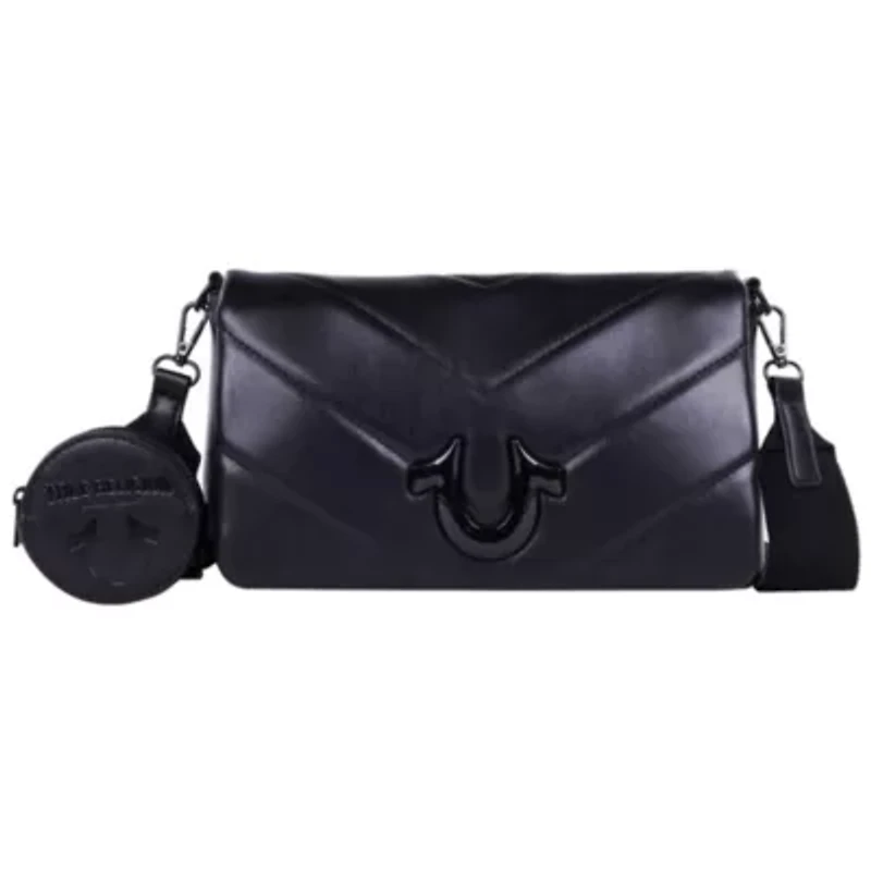 True Religion Quilted Flap Crossbody with Removable Pouch