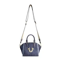 True Religion Frayed Denim Horseshoe Satchel