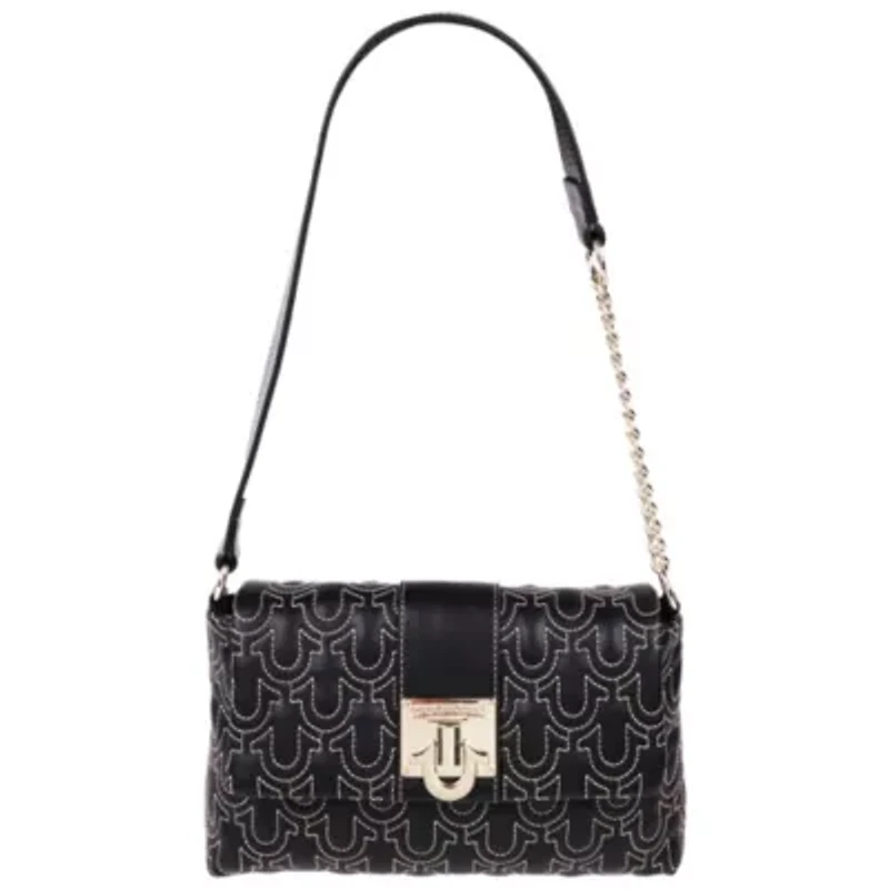 True Religion Horseshoe Quilt Logo Plaque Flap Shoulder Bag
