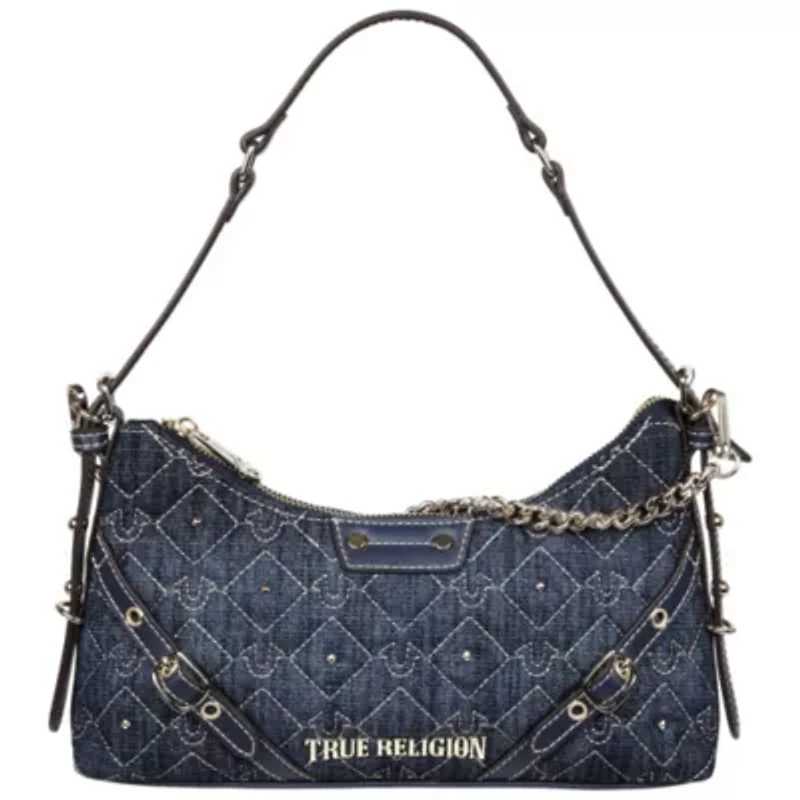 True Religion Studded Denim Chain Shoulder Bag