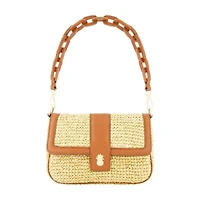 Tommy Bahama Raffia Flap Bag with Double Leather Strap