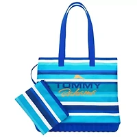 Tommy Bahama Water-Repellent Tote with Pouch – Ocean Stripe Print