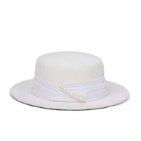 Women's Flat Top Hat With Pearl Accent