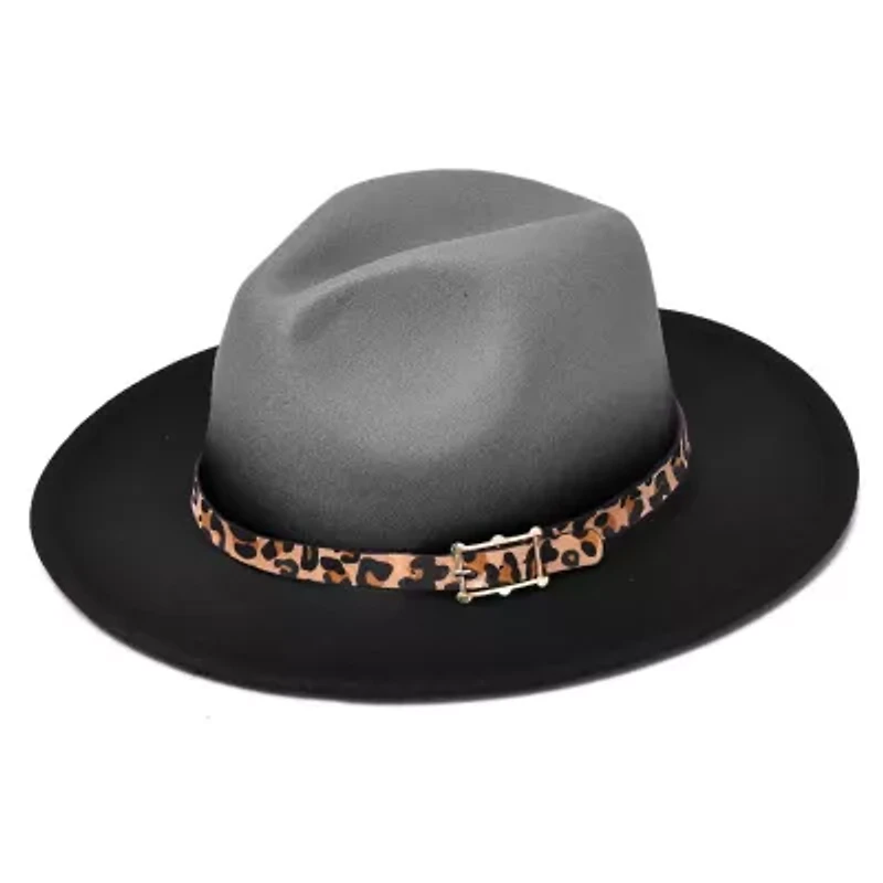 Women's Gradient Hat With Leopard Belt Band