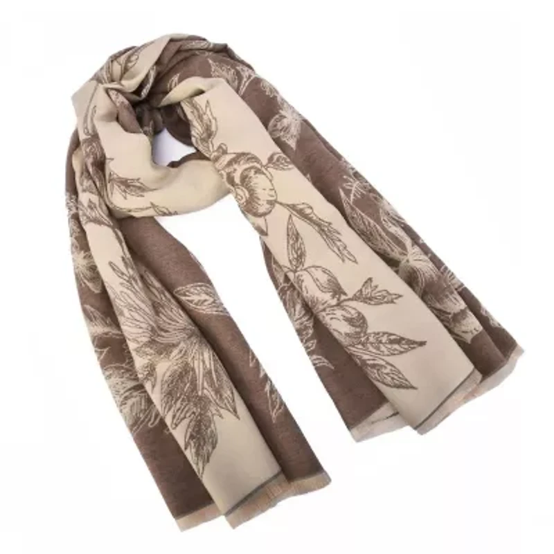 Reversible floral pattern wrap scarf
