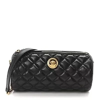 Versace Nappa Quilted Medusa Shoulder Bag Black -FINAL SALE NO RETURNS
