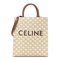 Celine Maillon Triomphe Canvas Calfskin Small Vertical Cabas Navy Tan -FINAL SALE NO RETURNS