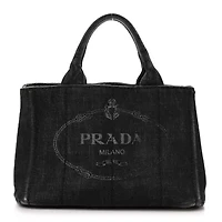 Prada Denim Small Logo Tote Black -FINAL SALE NO RETURNS