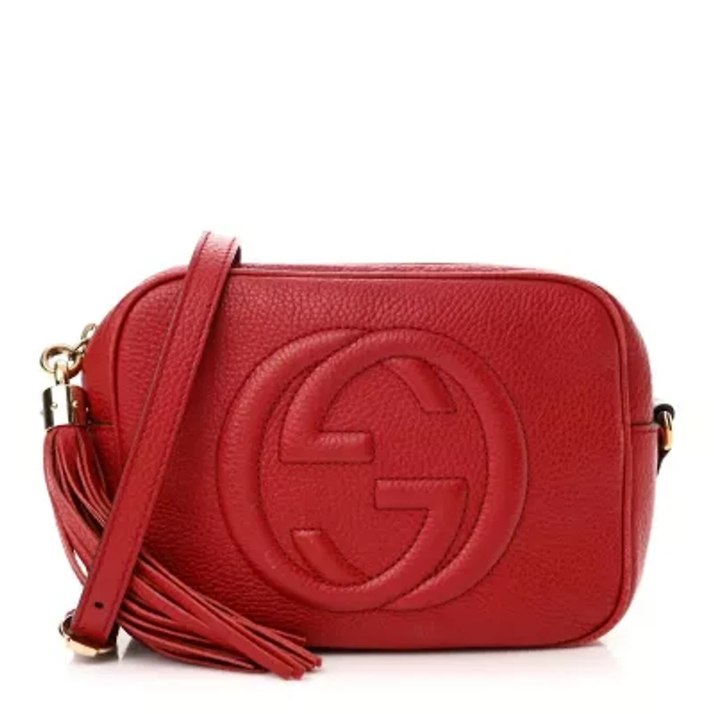 Gucci Pebbled Calfskin Small Soho Disco Bag Vibrant Red -FINAL SALE NO RETURNS