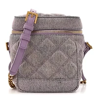 Saint Laurent denim Quilted 80's Vanity Bag Bleached Lilac -FINAL SALE NO RETURNS
