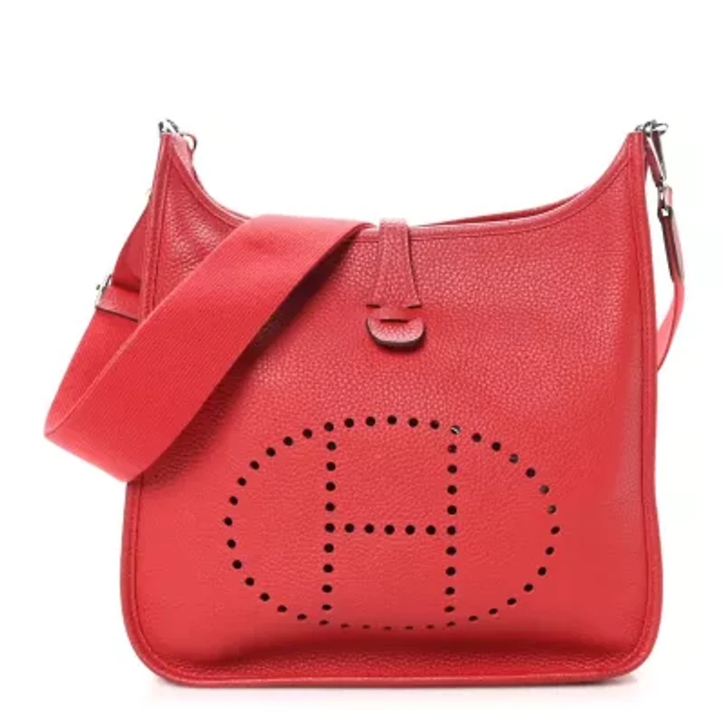 Hermes Taurillon Clemence Evelyne III PM Rouge Casaque -FINAL SALE NO RETURNS