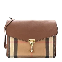 Burberry Derby Calfskin House Check Small Macken Crossbody Bag Tan -FINAL SALE NO RETURNS