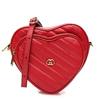 Gucci Calfskin Matelasse Diagonal Mini Interlocking G Heart Shoulder Bag Black -FINAL SALE NO RETURNS