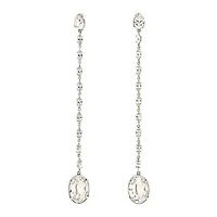 Saint Laurent Crystal Drop Clip Earrings Silver -FINAL SALE NO RETURNS