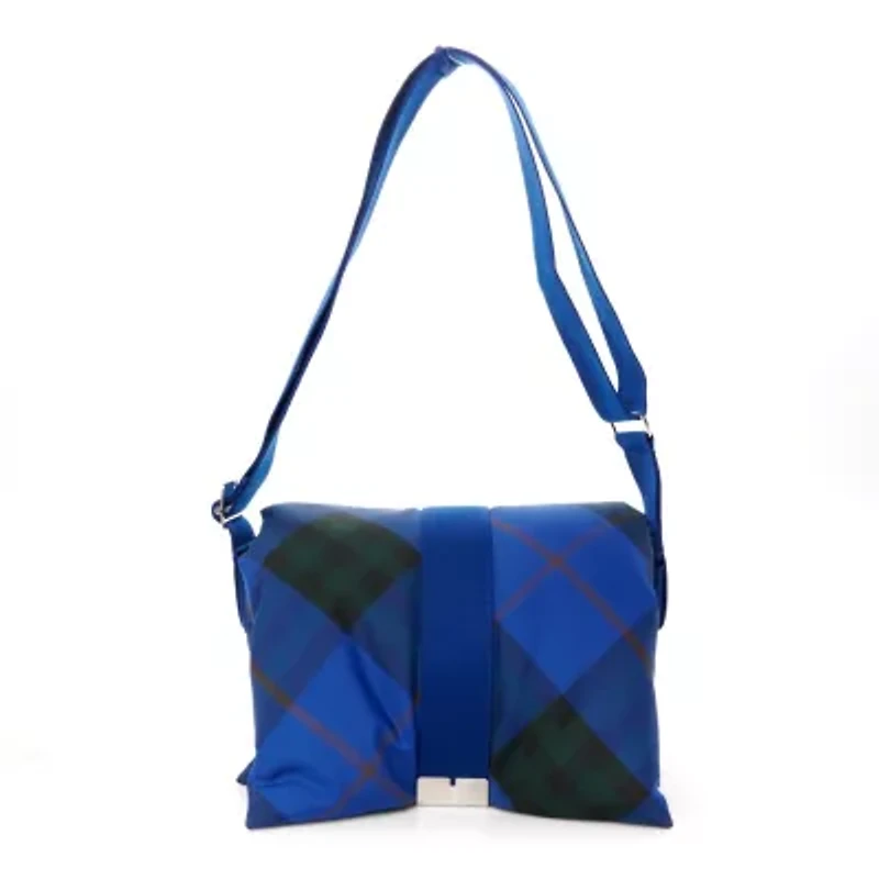 Burberry Nylon Pillow Check Knight Crossbody Blue -FINAL SALE NO RETURNS