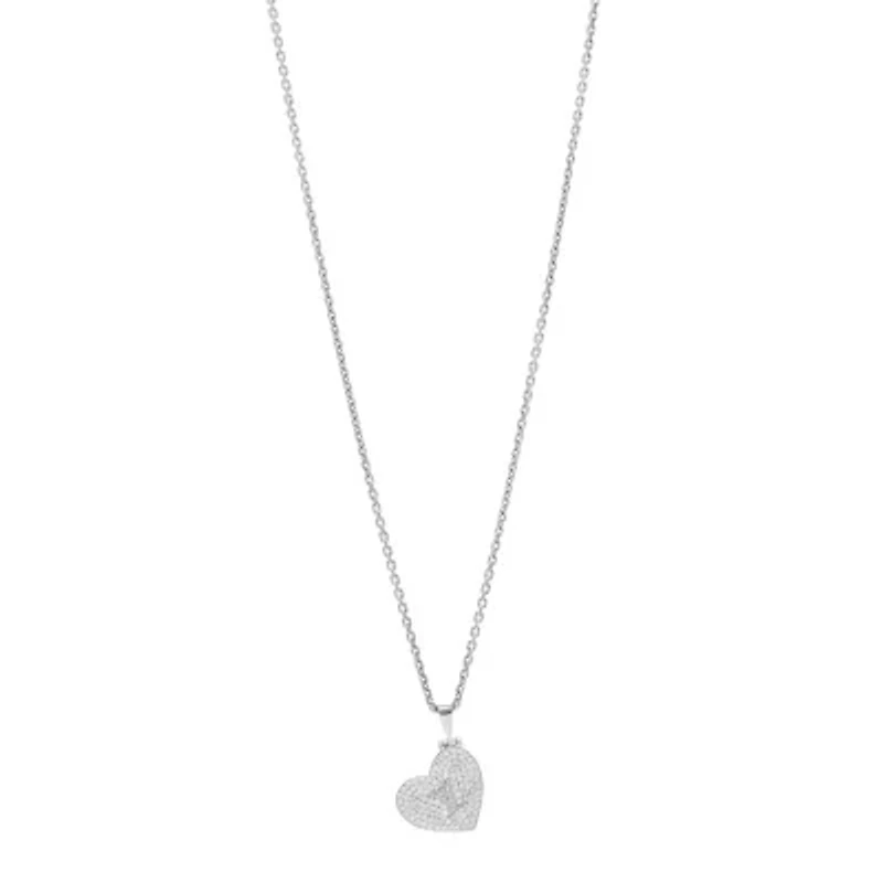 Louis Vuitton 18k White Gold Diamond Heart Locket Pendant Necklace -FINAL SALE NO RETURNS