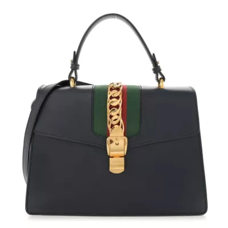 Gucci Calfskin Mini Sylvie Top Handle Bag Hibiscus Red -FINAL SALE NO RETURNS