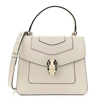 Bvlgari Calfskin Serpenti Forever Top Handle White -FINAL SALE NO RETURNS