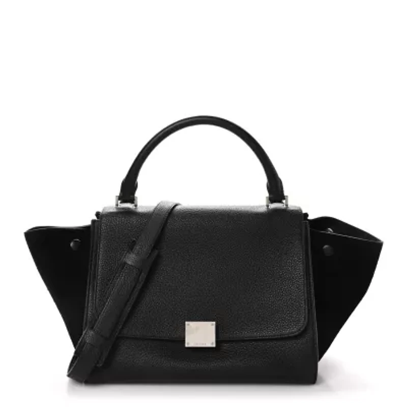 Celine Drummed Calfskin Suede Small Trapeze Ocean Blue -FINAL SALE NO RETURNS