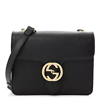 Gucci Dollar Calfskin Small Interlocking G Shoulder Bag Black -FINAL SALE NO RETURNS