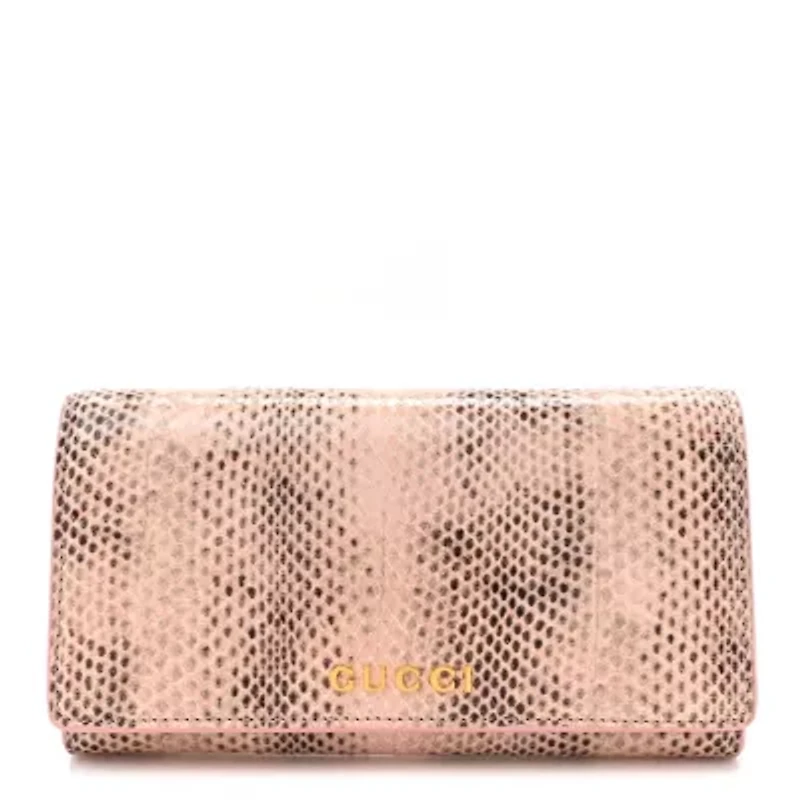 Gucci Python Script Continental Zip Wallet Pink -FINAL SALE NO RETURNS