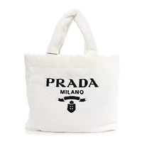 Prada Terry Cloth Tote Bag White Black -FINAL SALE NO RETURNS